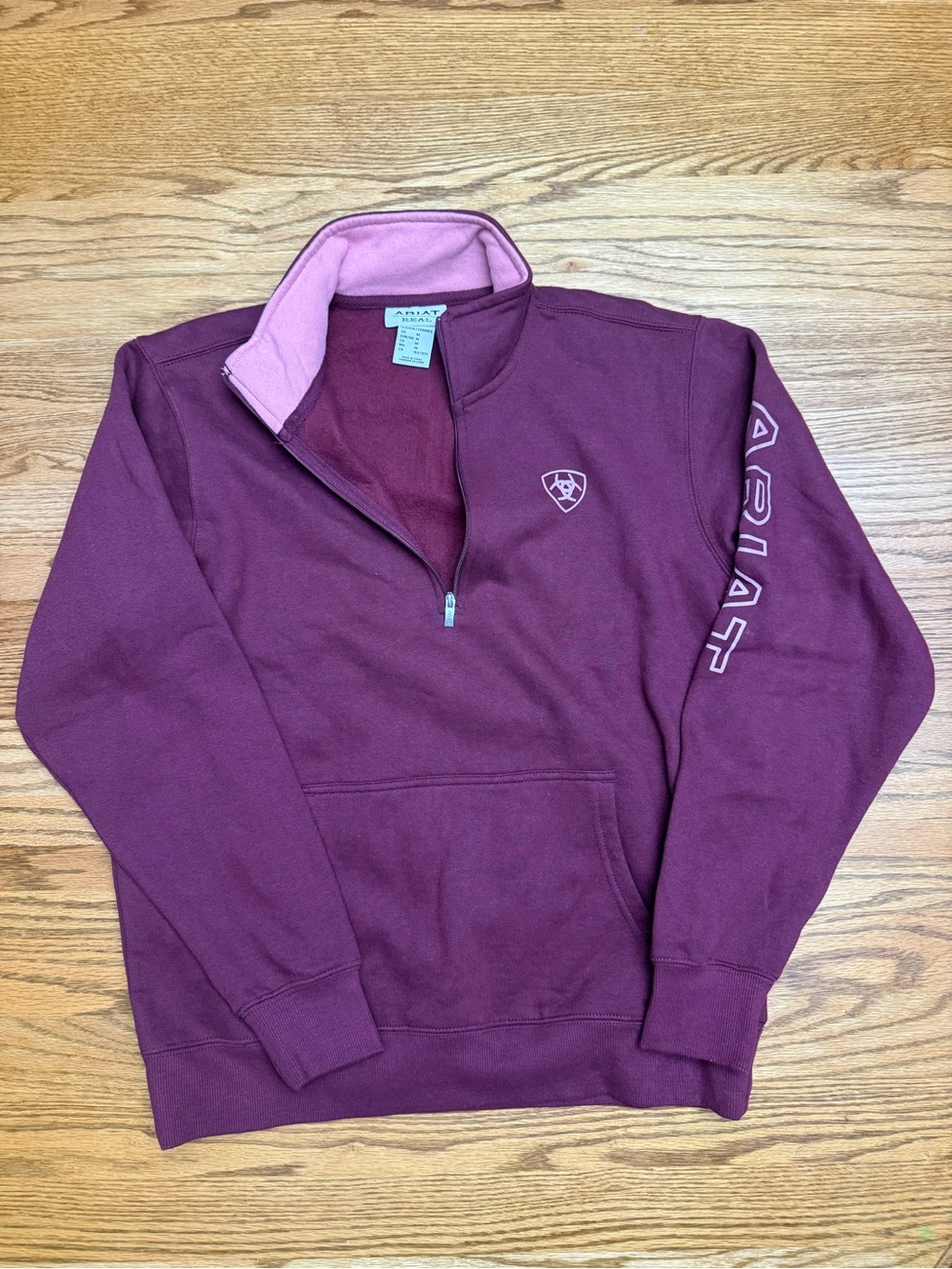 Ariat Women’s Zip-Up Sweater in Burgundy with Pink Lining